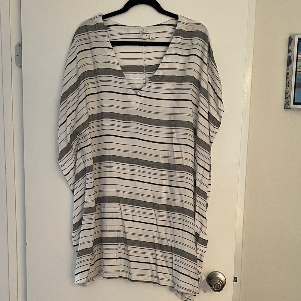 Roxy Black and White Striped Tunic Top